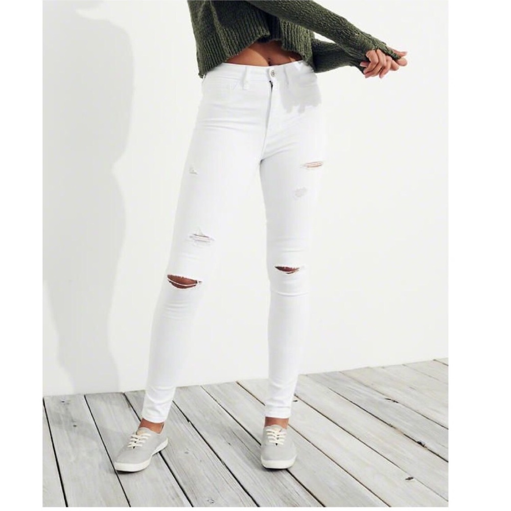 Hollister White Classic Stretch High Rise Jeans